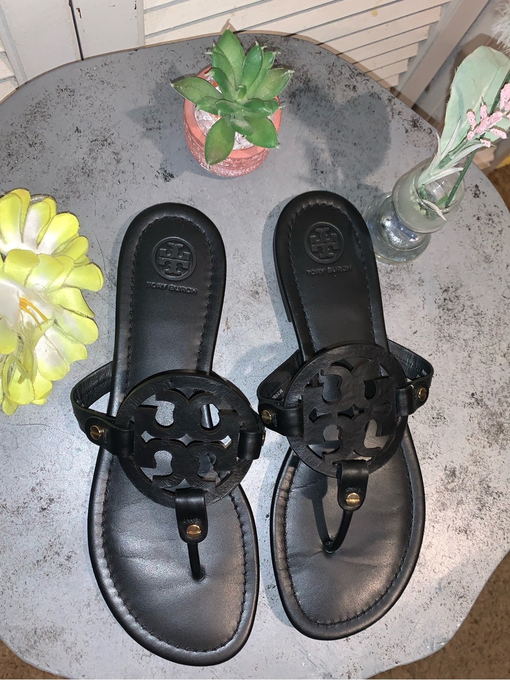 Tory Burch Miller Sandals Black Leather Women’s size 9.5 - Picture 6 of 9